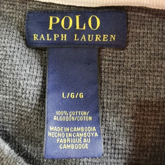 Polo Ralph Lauren Charcoal Thermal Waffle Knit Pony Logo Sweater Size L - Picture 6 of 6